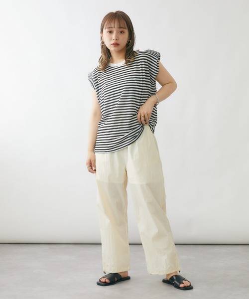 tシャツ 「WOMEN」ボーダーキャップスリーブ Tシャツ レディース tシャツ キャップスリーブボーダーTシャツ レディース