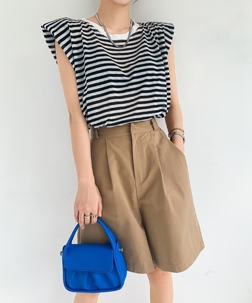 tシャツ 「WOMEN」ボーダーキャップスリーブ Tシャツ レディース tシャツ キャップスリーブボーダーTシャツ レディース
