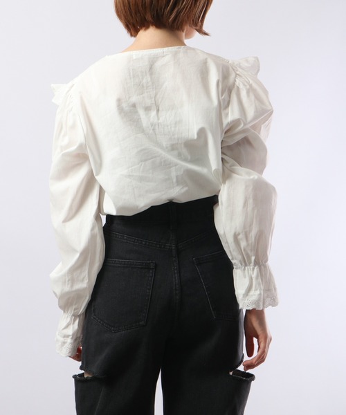 ＆soiree ブラウス シャツ レースフリルトップス レディース