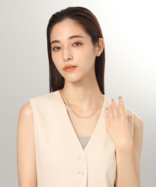 ネックレス K10PCロング・キヘイミックスチェーン ネックレス レディースの画像