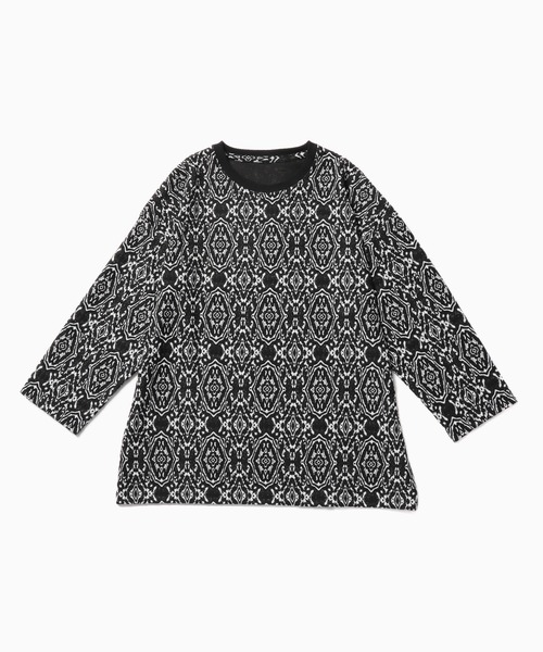 tシャツ アンティークパターンジャガード 8分袖Tee レディース tシャツ アンティークパターンジャガード 8分袖Tee レディース