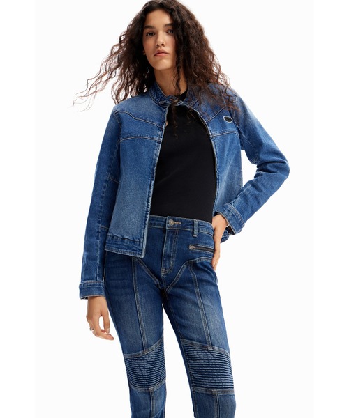 【新品】 Desigual デニム・ジャケット 42サイズ Floral denim jacket Women's I Desigual.com