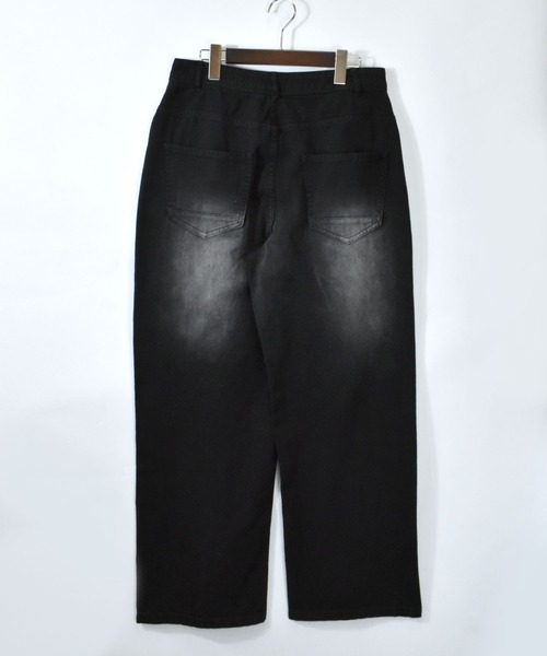 【美品】WINDANDSEA ブラックデニム バギーパンツ XL 先染め ワイド Starting Over ジーンズ 硫化染め ブラスト加工 カツラギ