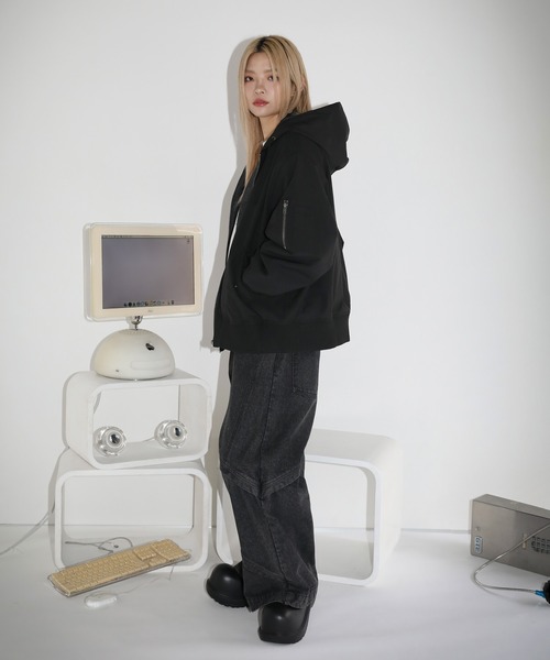 SAVEDGE ブルゾン アウター OVERSIZE HOOD BOMBER JACKET