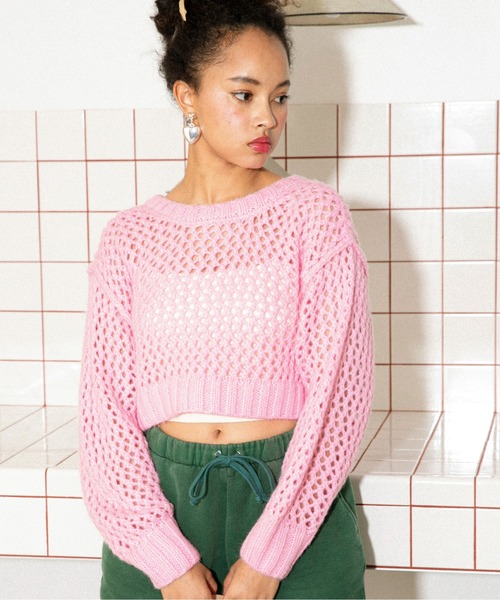 ma'ry'ya リネン混 長袖カーディガン 【S】 メッシュ編み Vネック 白 URBAN RESEARCH Sonny Label カーディガン AyaKawasaki メッシュ
