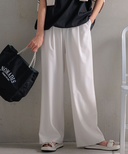 ワイドパンツ パンツ 「洗える」2WAYストレッチツイル レディース