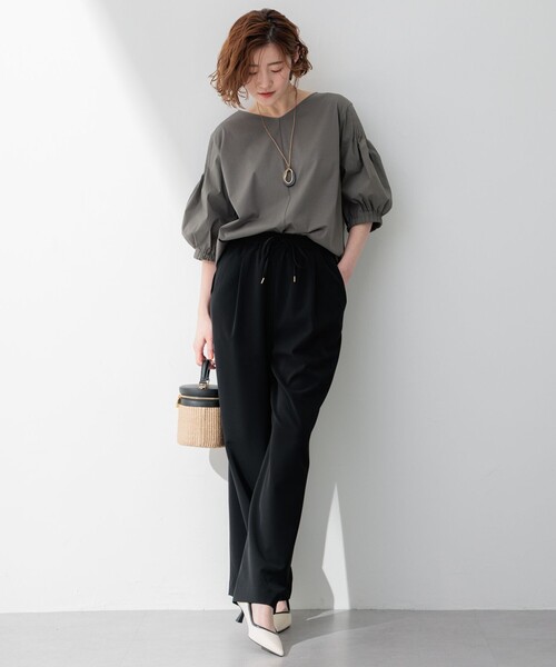 ワイドパンツ パンツ 「洗える」2WAYストレッチツイル レディース