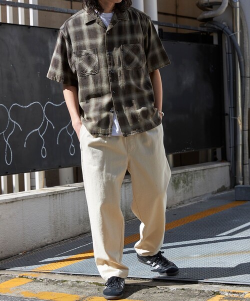 FREAK'S STORE シャツ ブリーチ加工 オープンカラー オンブレ