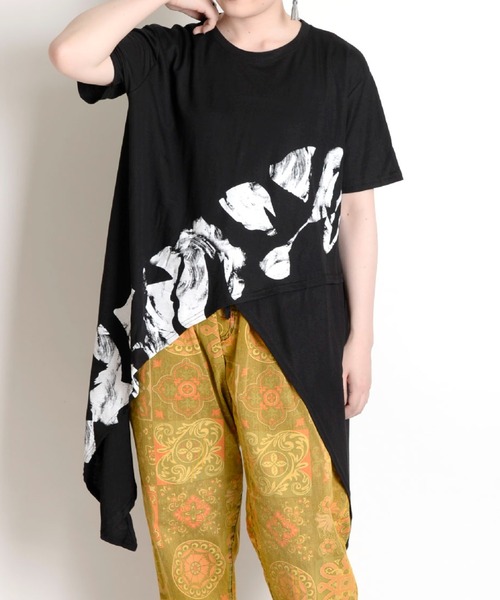 tシャツ ヘムライン半袖 モードTシャツ レディース