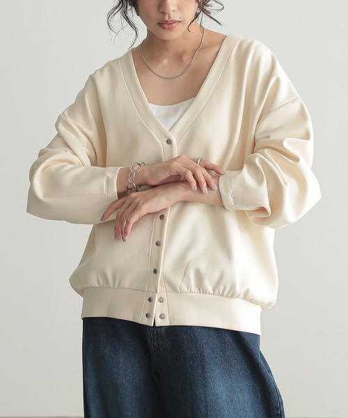for/c カーディガン Vネックスナップボタンカーディガン
