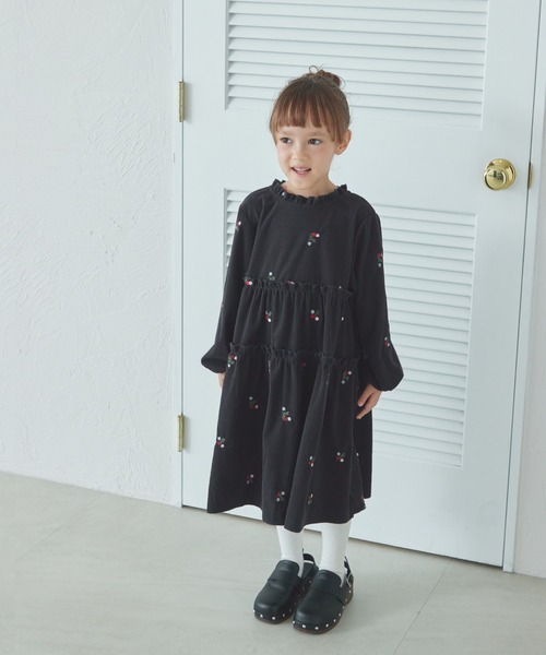 バンドメイド コーデュロイワンピース コーデュロイフリルギャザーシャツワンピース M-L 【メール便
