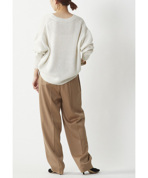 1er Arrondissement ワイドパンツ パンツ ウールサテンタックパンツ