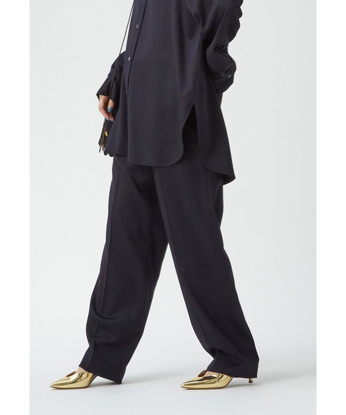 1er Arrondissement ワイドパンツ パンツ ウールサテンタックパンツ