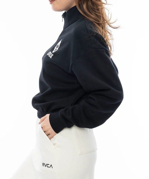 パーカー RVCA レディース JUST FLOATIN HALF ZI パーカー/ルカーロゴバタフライモチーフハーフジップショート丈パーカー レディ RVCA パーカー レディース JUST FLOATIN HALF ZI パーカー