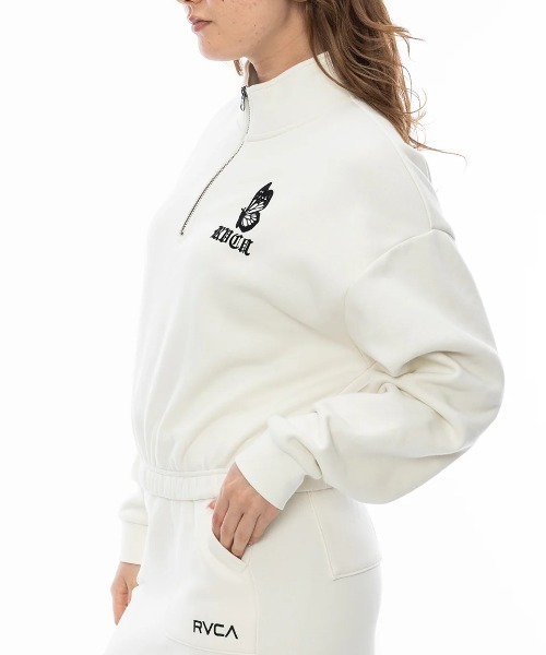 パーカー RVCA レディース JUST FLOATIN HALF ZI パーカー/ルカーロゴバタフライモチーフハーフジップショート丈パーカー レディ RVCA パーカー レディース JUST FLOATIN HALF ZI パーカー