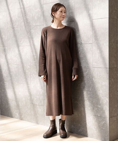 Elura（エルーラ） ワンピース ベルスリーブロングニットワンピース