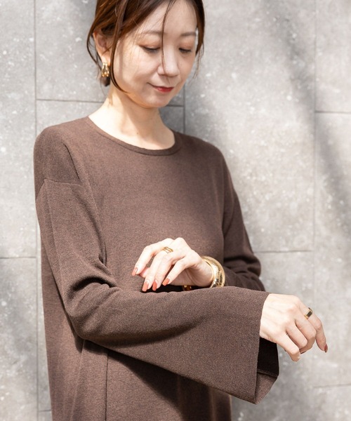p　2本 Elura（エルーラ） ワンピース ベルスリーブロングニットワンピース