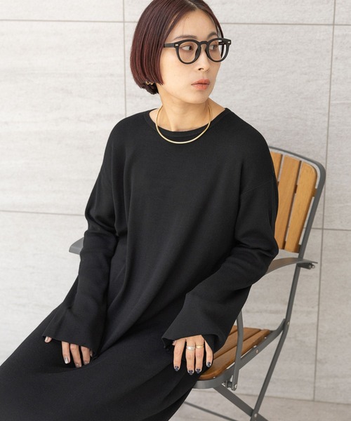 Elura（エルーラ） ワンピース ベルスリーブロングニットワンピース