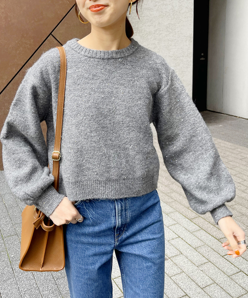 新品spick and span スパンコールショート丈ニット Spick＆Span ニット セーター 「追加」スパンコールショート丈