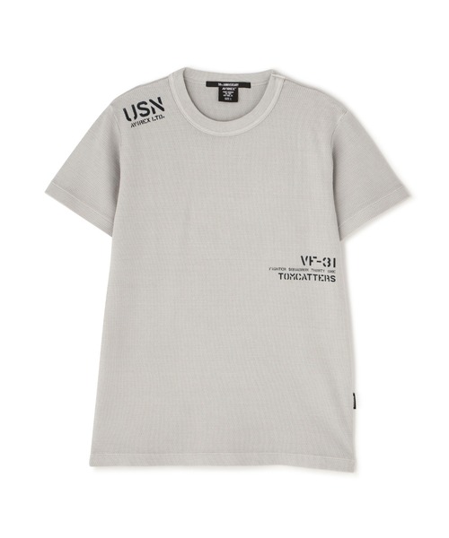 【AVIREX】フェイドウォッシュ ハニカムワッフル 半袖Tシャツ AVIREX tシャツ FADE WASH HONEYCOMB WAFFLE T-SHIRT / フェイド