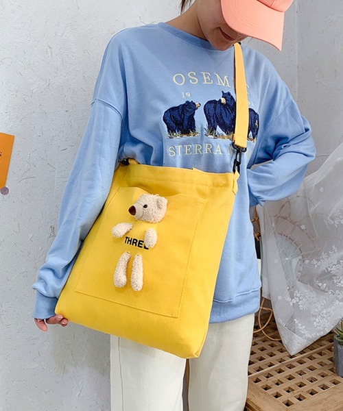 pyornim トートバッグ ベアぬいぐるみ付き推し活ショルダー