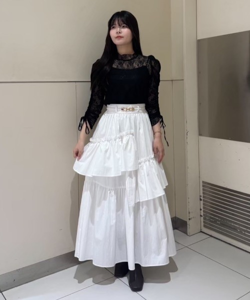 アシメラップアークショートパンツ アシメティアード フレアスカート セット REDYAZEL（レディアゼル） ロング スカート アシメティアード