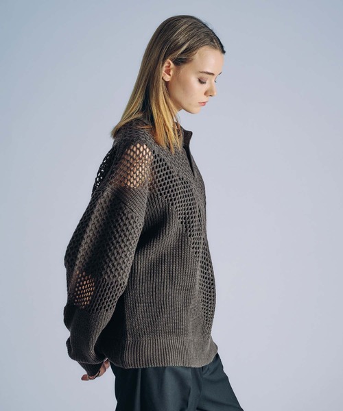 ニット セーター MESH KNIT LOOSE ポロシャツ レディース MESH KNIT LOOSE ポロシャツ（ニット/セーター）｜MOUSSY
