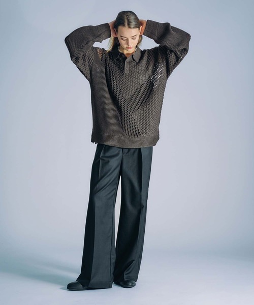 krエルメネジルドゼニア クチュール 刺繍ロゴ ニットポロシャツ ネイビー MOUSSY | HALF SLEEVE ニットポロ (ニット ) |SHEL'TTER WEBSTORE