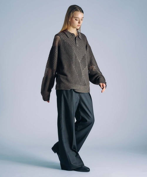ニット セーター MESH KNIT LOOSE ポロシャツ レディース MOUSSY | MESH KNIT LOOSE ポロ (ニット ) |SHEL'TTER WEBSTORE