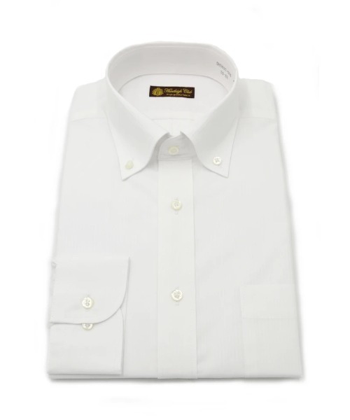 フォーマル シャツ 「形態安定」長袖 ワイシャツ ボタンダウン 白