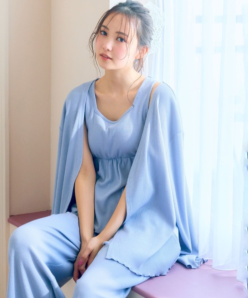 パジャマ ルームウェア 「LAFUKU/ラフク」カップ付きワッフル
