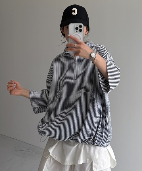 wee9s（ウィークス） tシャツ over size half zip holiday PO