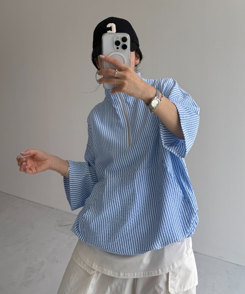 wee9s（ウィークス） tシャツ over size half zip holiday PO