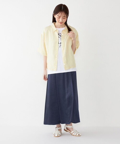 ブラウス シャツ SHIPS Colors:「洗濯機可能」ユーロリネン (EURO Linen) ボクシー シャツ レディース SHIPS Colors:〈洗濯機可能〉ユーロリネン (EURO Linen