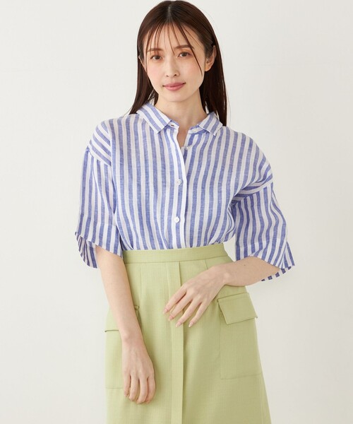 ブラウス シャツ SHIPS Colors:「洗濯機可能」ユーロリネン (EURO Linen) ボクシー シャツ レディース SHIPS Colors:〈洗濯機可能〉ユーロリネン (EURO Linen
