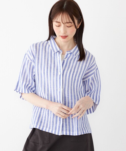 ブラウス シャツ SHIPS Colors:「洗濯機可能」ユーロリネン (EURO Linen) ボクシー シャツ レディース SHIPS Colors ブラウス シャツ Colors:「洗濯機可能」ユーロ