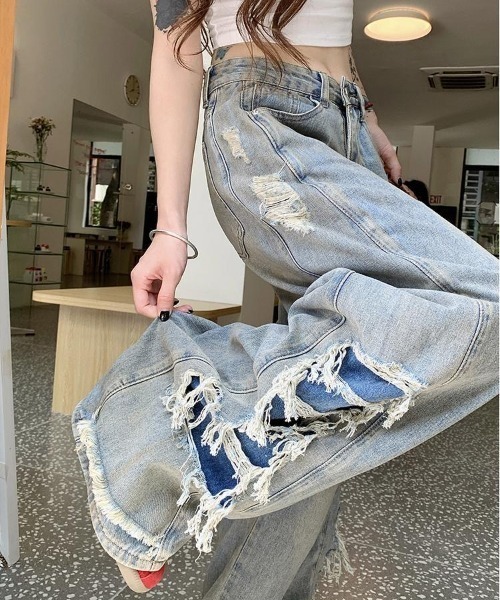 SHEENA（シーナ） ジーンズ デニム デニムパンツ サイドハイダメージ