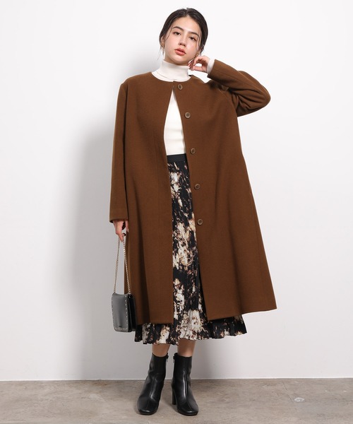 「MADEMOISELLE ROPE'」 ノーカラーコート 38 オフホワイト レディース_画像2