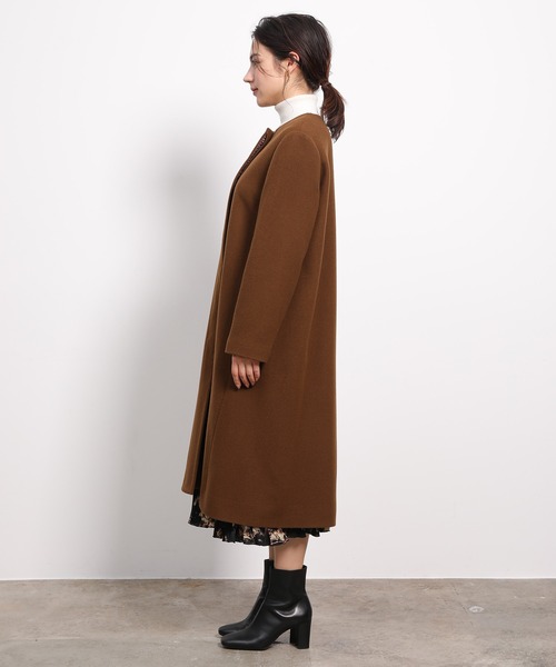 「MADEMOISELLE ROPE'」 ノーカラーコート 38 オフホワイト レディース_画像4