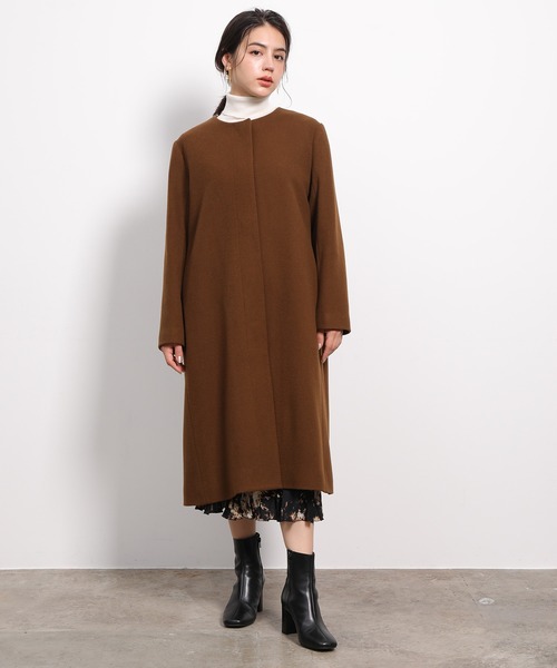 「MADEMOISELLE ROPE'」 ノーカラーコート 38 オフホワイト レディース_画像6