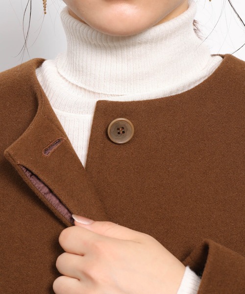 「MADEMOISELLE ROPE'」 ノーカラーコート 38 オフホワイト レディース_画像8