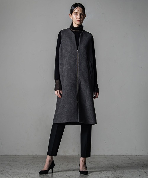 「la.f…」 ノーカラーコート 7号 ベージュ レディース_画像2