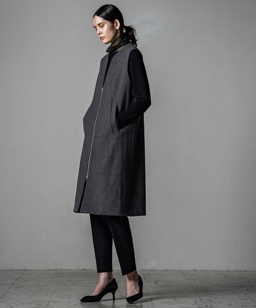 「la.f…」 ノーカラーコート 7号 ベージュ レディース_画像3