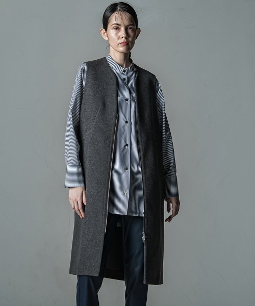 「la.f…」 ノーカラーコート 7号 ベージュ レディース_画像4