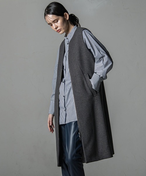 「la.f…」 ノーカラーコート 7号 ベージュ レディース_画像7