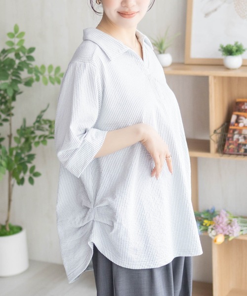 NAVY tシャツ 襟付きスキッパープルオーバー「軽やか素材で涼しげ