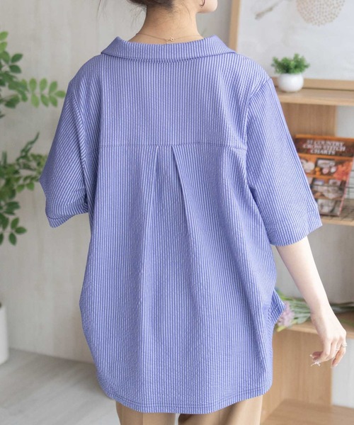 NAVY tシャツ 襟付きスキッパープルオーバー「軽やか素材で涼しげ