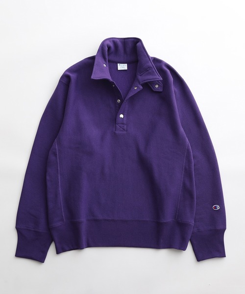 「Champion」 スウェットカットソー M パープル メンズ