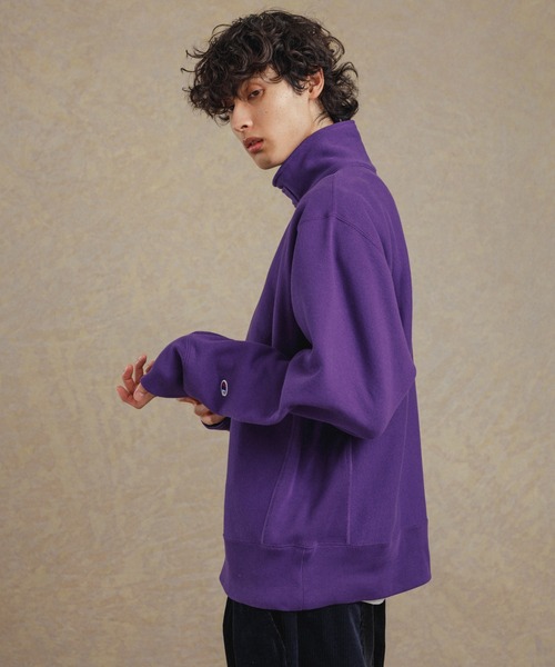 「Champion」 スウェットカットソー M パープル メンズ