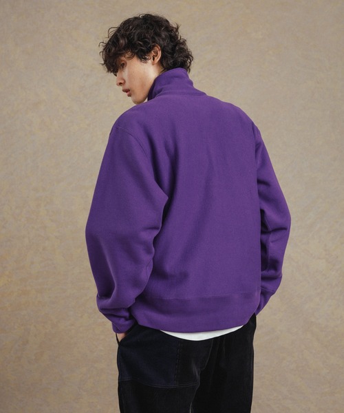 「Champion」 スウェットカットソー M パープル メンズ